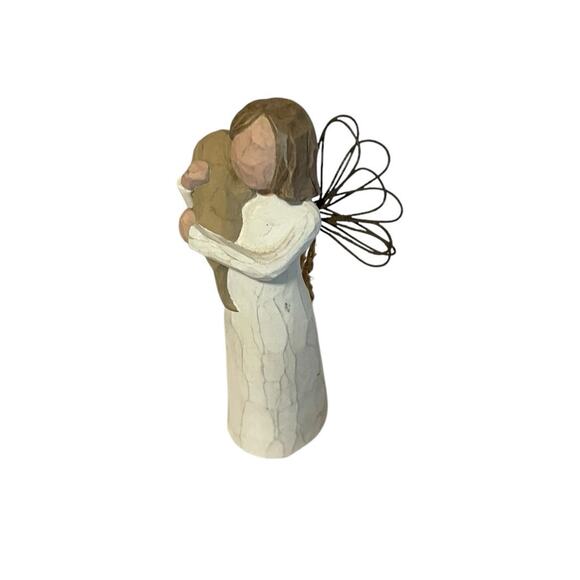1999 Susan Lordi Willow Tree Angel of Friendship Holding Puppy dog 5" Ornament - Picture 4 of 7